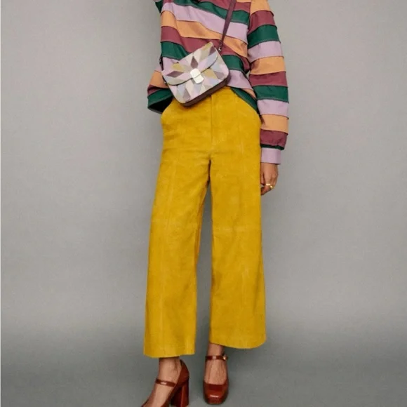 Sezane Saffron Leather Wide-Leg Trousers Never worn - Picture 5 of 6